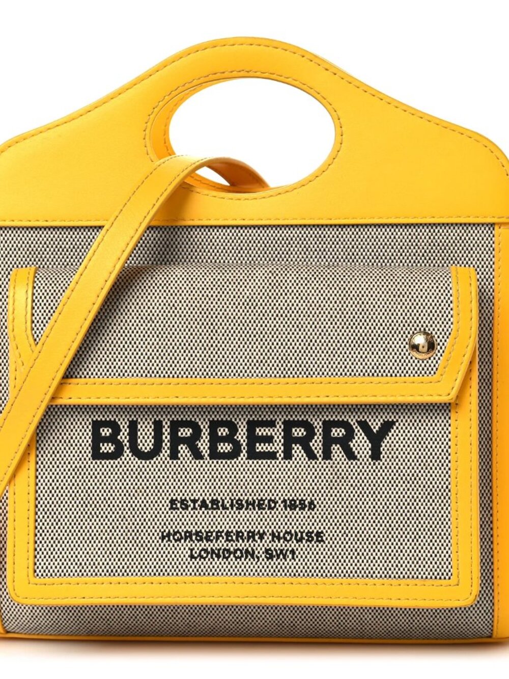 Burberry Canvas Smooth Calfskin Two Tone Mini Pocket Bag Deep Saffron